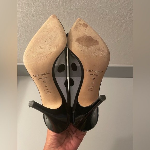 Black Kate Spade Polka Dot Mesh Stiletto Heels Pumps, Soze 9.5 - Picture 5 of 5